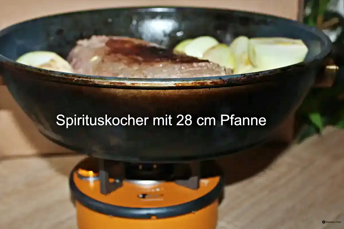 Kochen mitt Spiritus in einer normalen Pfanne