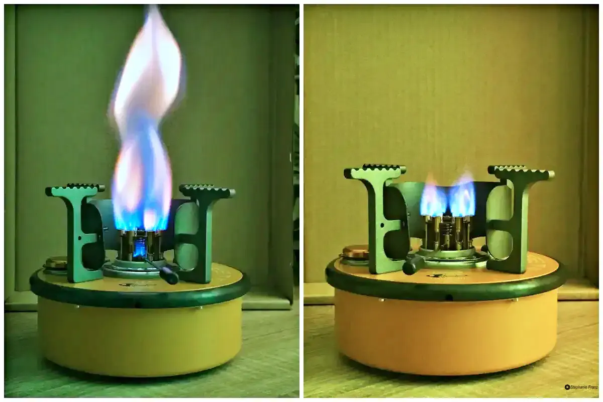 Stufenlos regulierbare Flamme beim Notfallkocher mit Spiritus